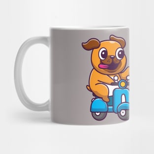 Cute Dog Riding Scooter Cartoon Mug